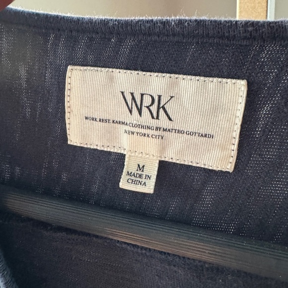 WRK Men’s Navy Blue Henley, Size Medium, 100% Cotton, Very Good Condition - Picture 2 of 3